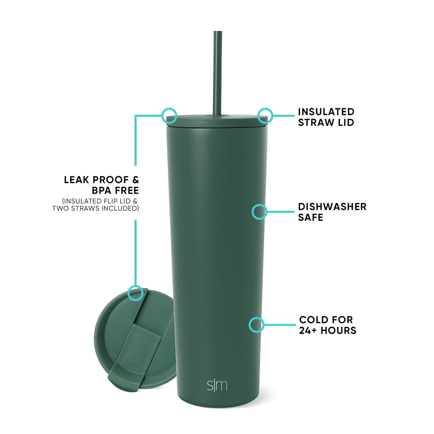 Vaso Térmico Simple Modern Forest de Acero Inoxidable Reutilizable para Café y Agua 830ml