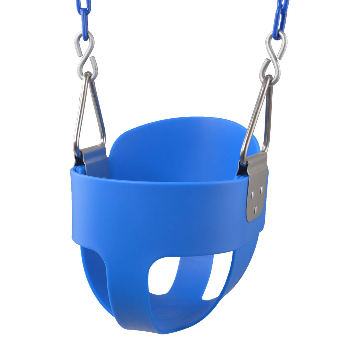 KINSPORY Asiento de Columpio, 150cm Columpio para bebé con Cadenas de Hierro Resistentes recubiertas, Juego de Columpio al Aire Libre con Respaldo Alto y Correas para árboles - Azul