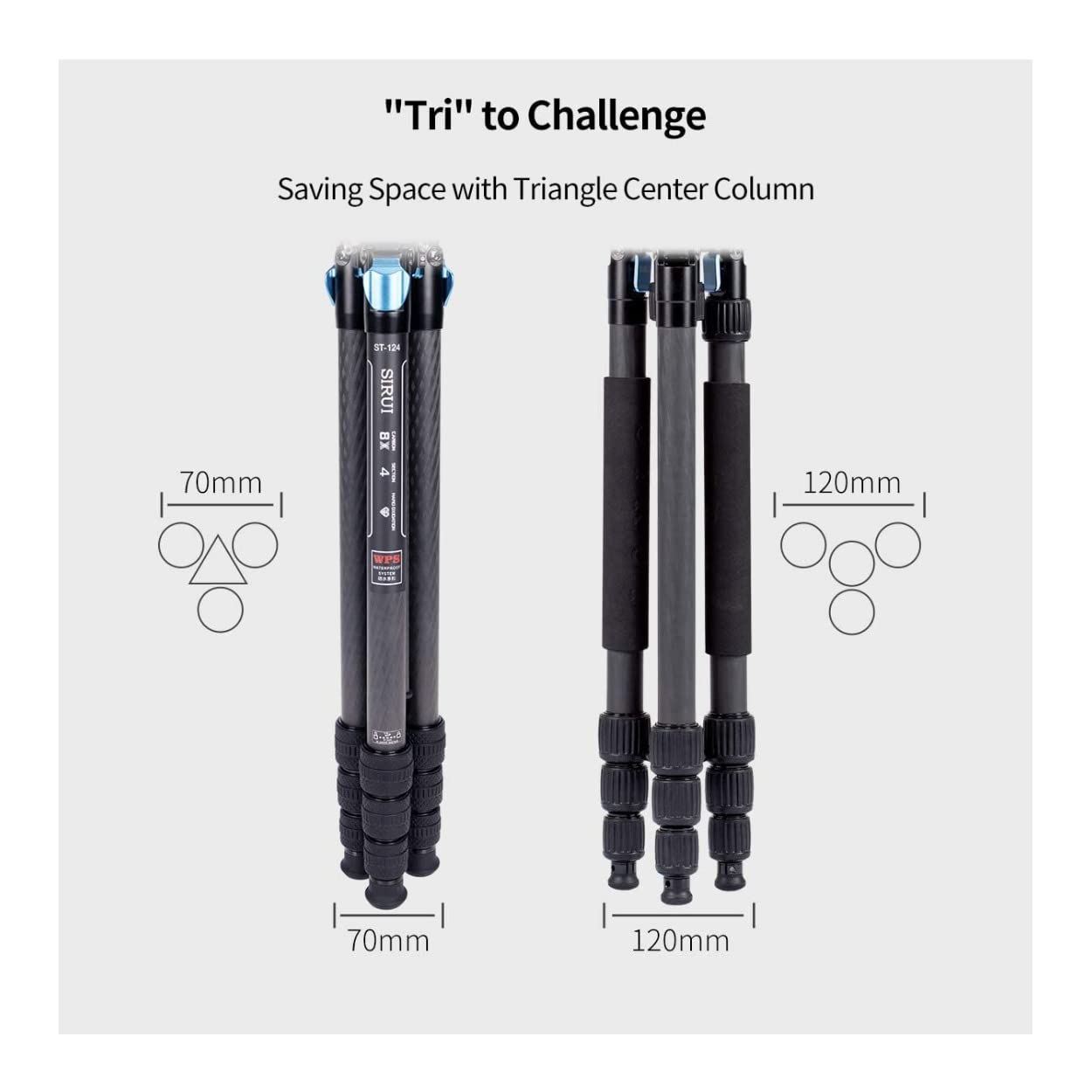 Trípode Sirui Fibra de Carbono con Cabezal de Video Fluido y Columna Central Triangular Impermeable de Viaje