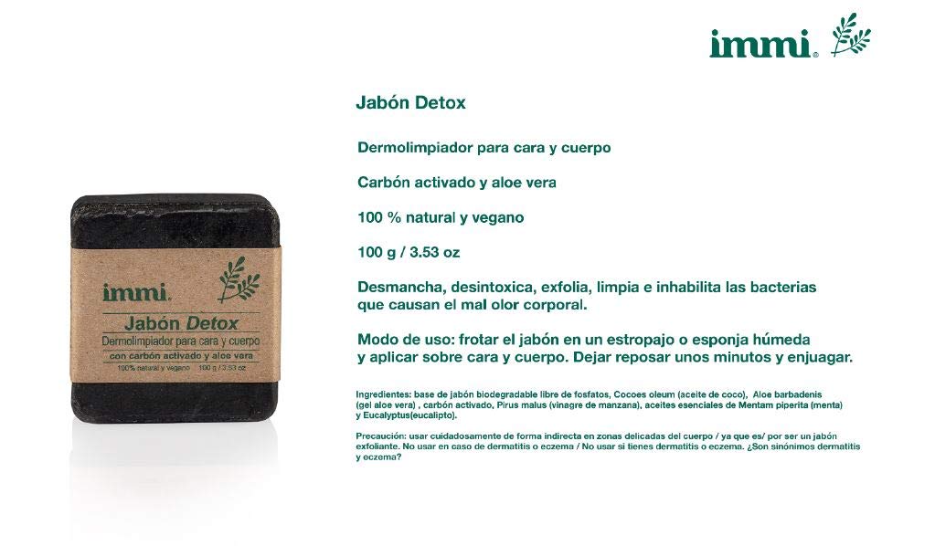 immi Kit Aceite Hidratante Jabón Detox y Crema Facial, 1 Jabon 50gr la Artesanal