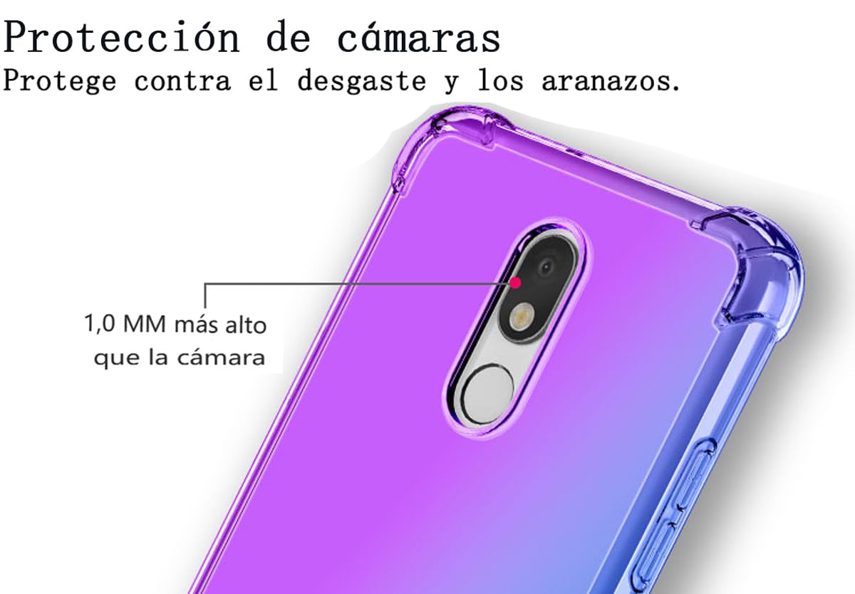 DABUNA Funda para LG Stylo 5 Case Uso Rudo,Transparente Colores Degradados Protectora de Cámara Anticaída Carcasa Bumper(Púrpura Azul)