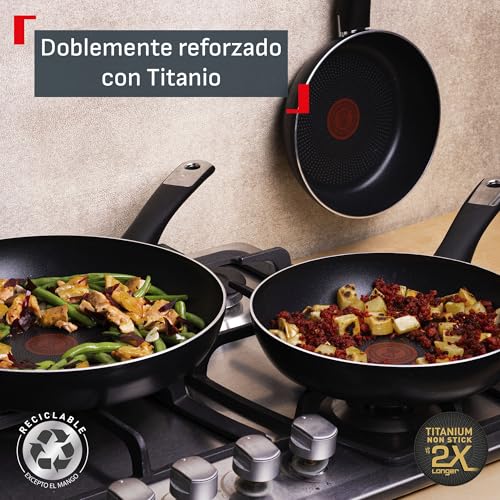 Juego de Sartenes T-fal Negro Hard Titanium Plus con Anti-Adherente Resistente