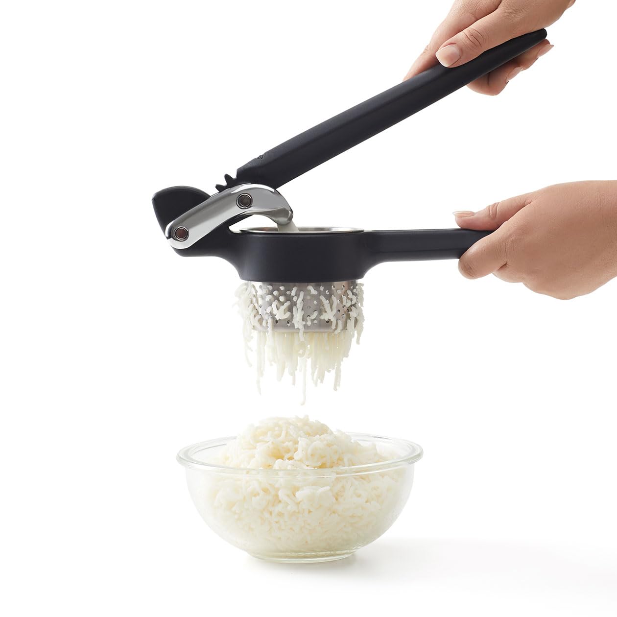 Chef'n Potato Ricer y Vegetal Ricer, Herramienta de cocina resistente para prensa y puré, color negro