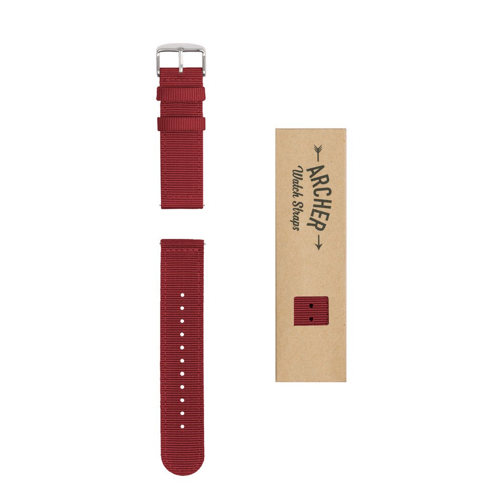 Correa de Reloj Archer Rojo 20mm de Liberación Rápida de Nailon Premium