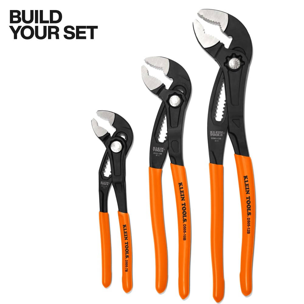 Klein Tools D50510B - Alicates de bomba, ajuste rápido, mandíbula curvada, dientes endurecidos para un par máximo, 10 pulgadas