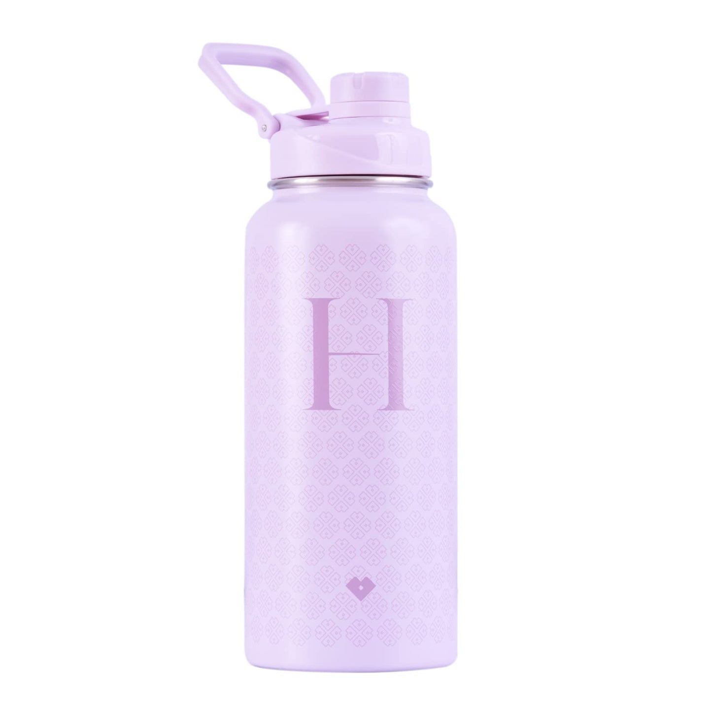 LuckyLy Termo de Acero Inoxidable con Iniciales 1 Litro, Doble Aislamiento Térmico y Tapa Hermética Antigoteo, Botella de Agua Motivacional ideal como Regalos para Mujer y Mamá – Modelo Terry, Letra H