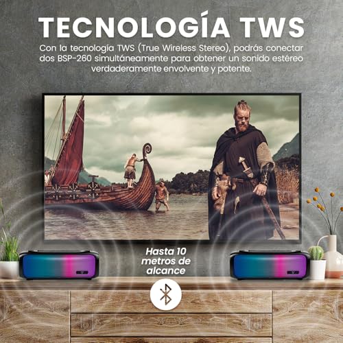 Bocina Bluetooth Vorago BSP-260 Negra con Luces RGB y Asa Portátil