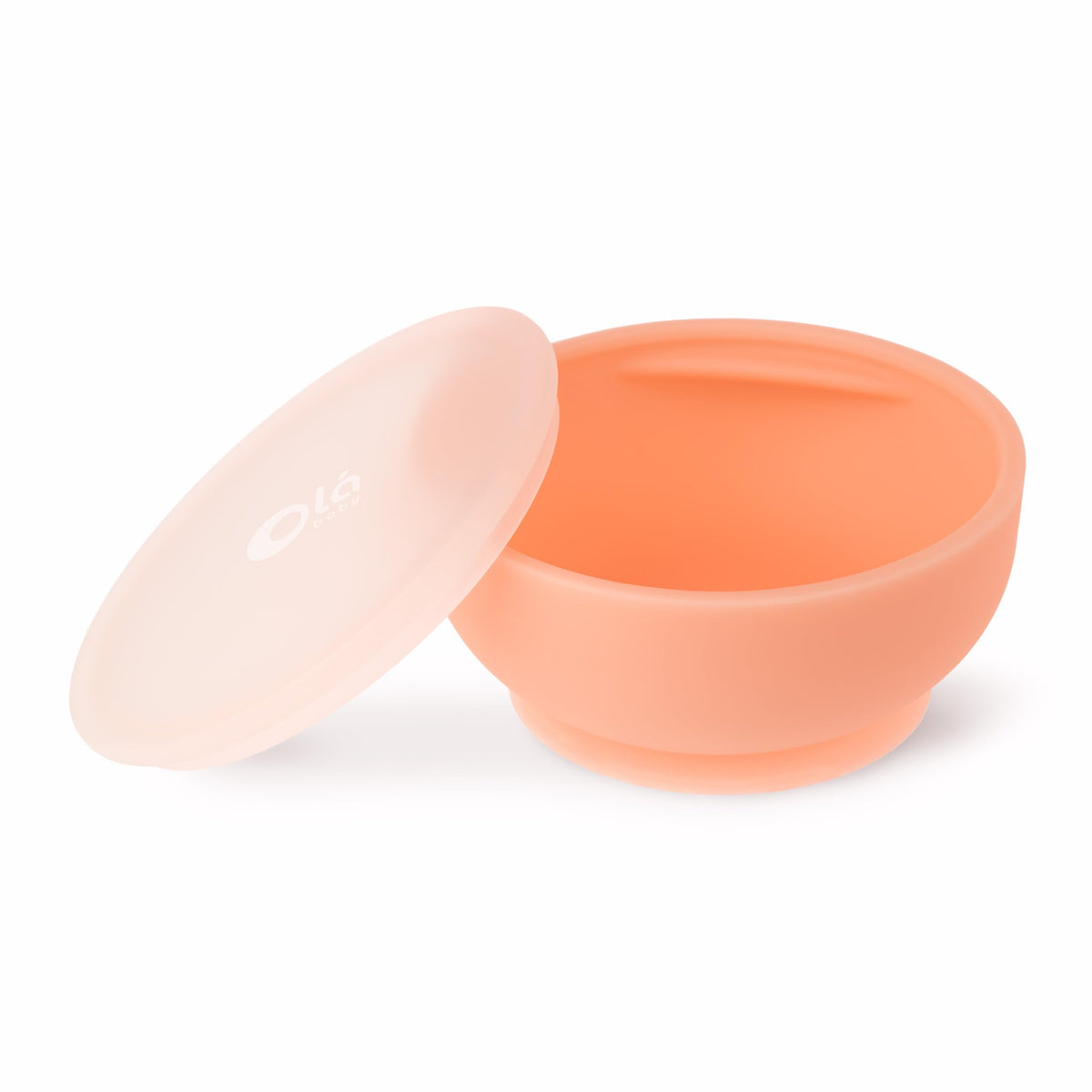 Olababy - tazón de succión 100% silicona con tapa para alimentación no empotrado, esencial para la primera etapa de autoalimentación para niños pequeños y niños, alimentador de aperitivos con destete