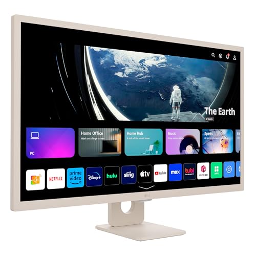 LG MyView 32SR50F-W, Smart Monitor 32" IPS Full HD (1920 x 1080), webOS 23, 100 Hz Uso de Home Office, IA Concierge, Bocinas estéreo de 5W x2, Panel de Inicio ThinQ, Diseño - Blanco