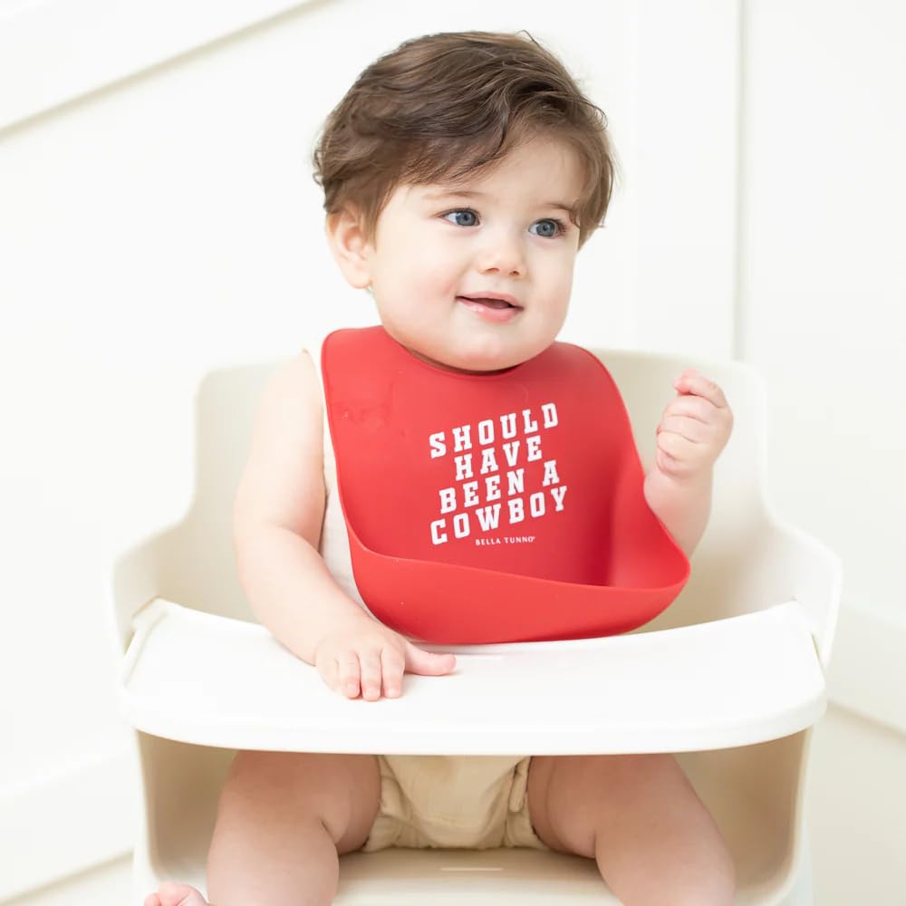 Babero para comer de Bella Tunno, babero impermeable de silicona con gran colector de comida, ajuste ajustable para bebés de 4-12 meses y niños pequeños de 1-3 años, para niños y niñas, debería haber