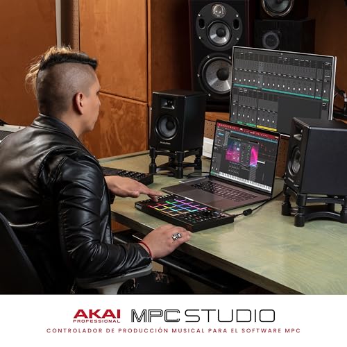 Controlador MIDI AKAI Professional MPC Studio Negro con 16 Pads RGB Sensibles a la Velocidad y Pantalla