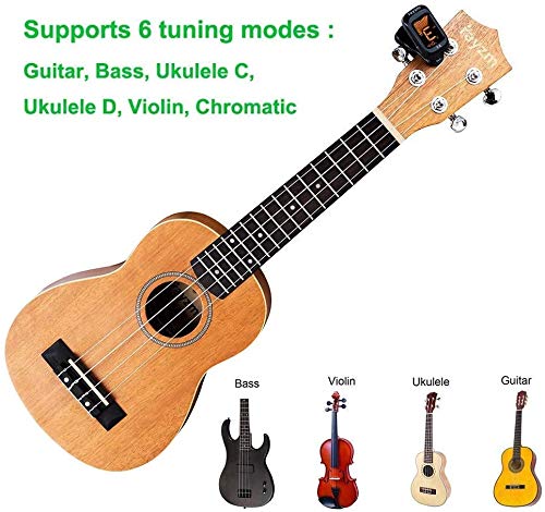 Afinador de Guitarra, Sintonizador Eléctrico, Afinador Digital con Clip para Guitarra Acústica, Apto para bajo, violín, ukelele, guitarra, más 10 púas de guitarra(batería incluida)