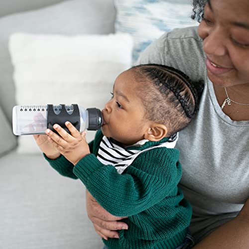 Dr. Brown's Milestones - Botella estrecha de transición para beber con asas de silicona, 8 onzas, 250 ml, 6 m, color negro y crudo, paquete de 2