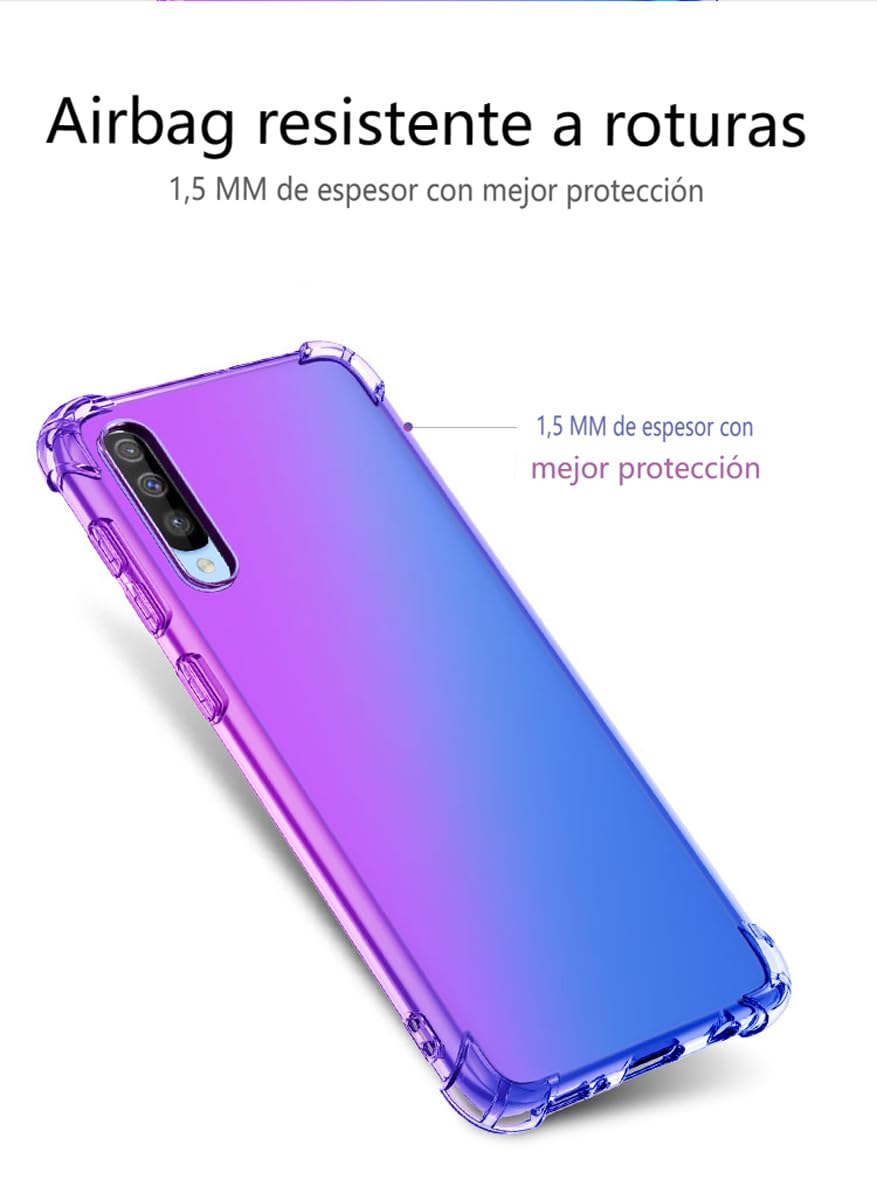 DABUNA Funda para Huawei P30 Case Uso Rudo,Transparente Colores Degradados Protectora de Cámara Anticaída Carcasa Bumper(Púrpura Azul)