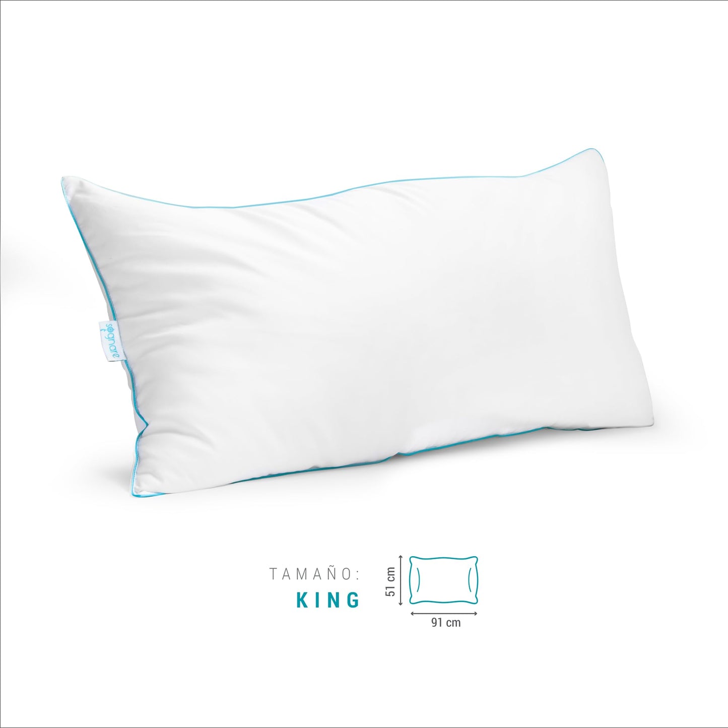 Almohada King Size Sognare Nuo Semi Firme Microfibras Gel Hipoalergénica Lavable 6 Pack