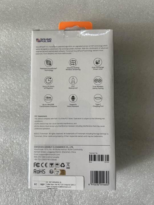 Tronsmart Trip 2 Bocina Bluetooth portátil para Exteriores, Llamadas Manos Libres a través del micrófono Integrado, Resistente al Agua IPX7, Ecualizador Personalizable (Gris)