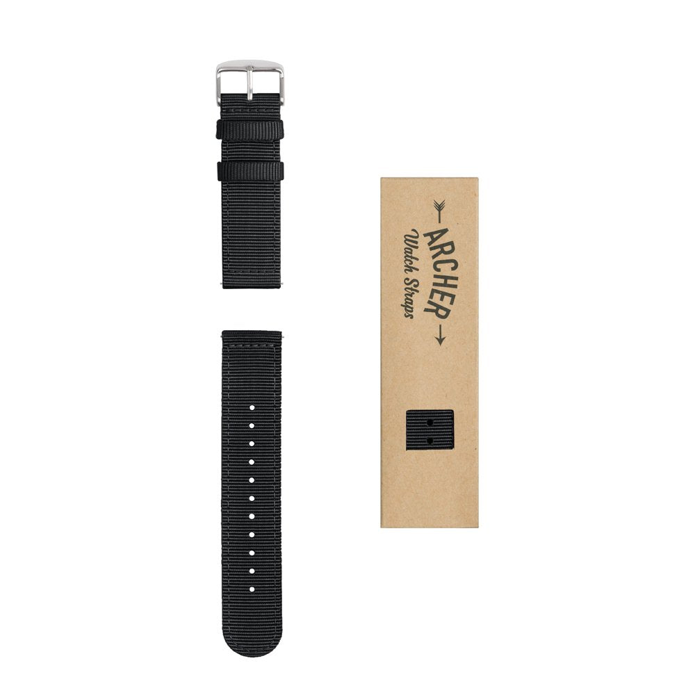 Correas de Reloj Archer Negro Nailon Premium de Liberación Rápida 22mm