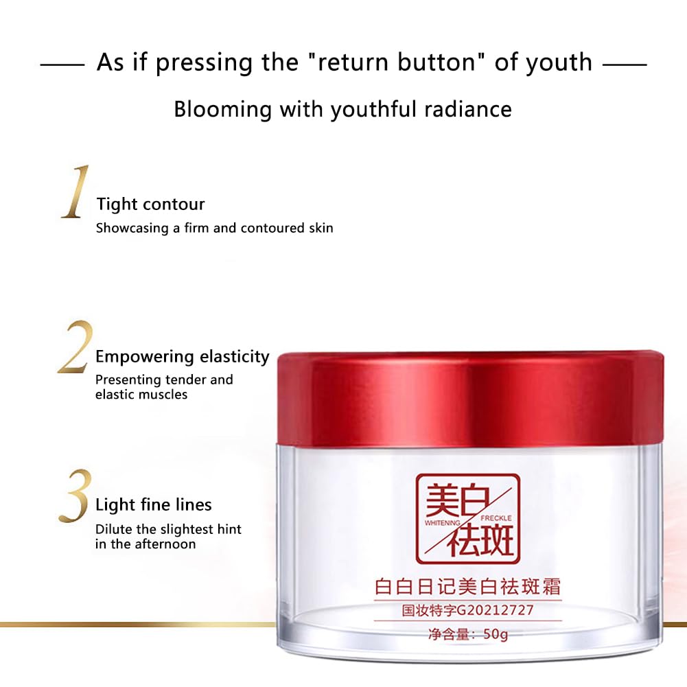 Heykomi Crema iluminadora para pecas, crema blanqueadora y antiarrugas, crema eliminadora de pecas de líneas ligeras y firmes, resuelve arrugas y líneas finas y hace que tu rostro esté más fresco