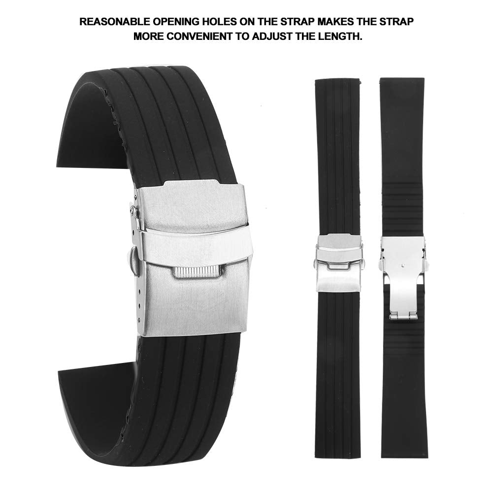 Pbzydu Banda de Reloj de Silicona, Accesorio de reemplazo de Correa de Reloj Ajustable Universal(18mm)