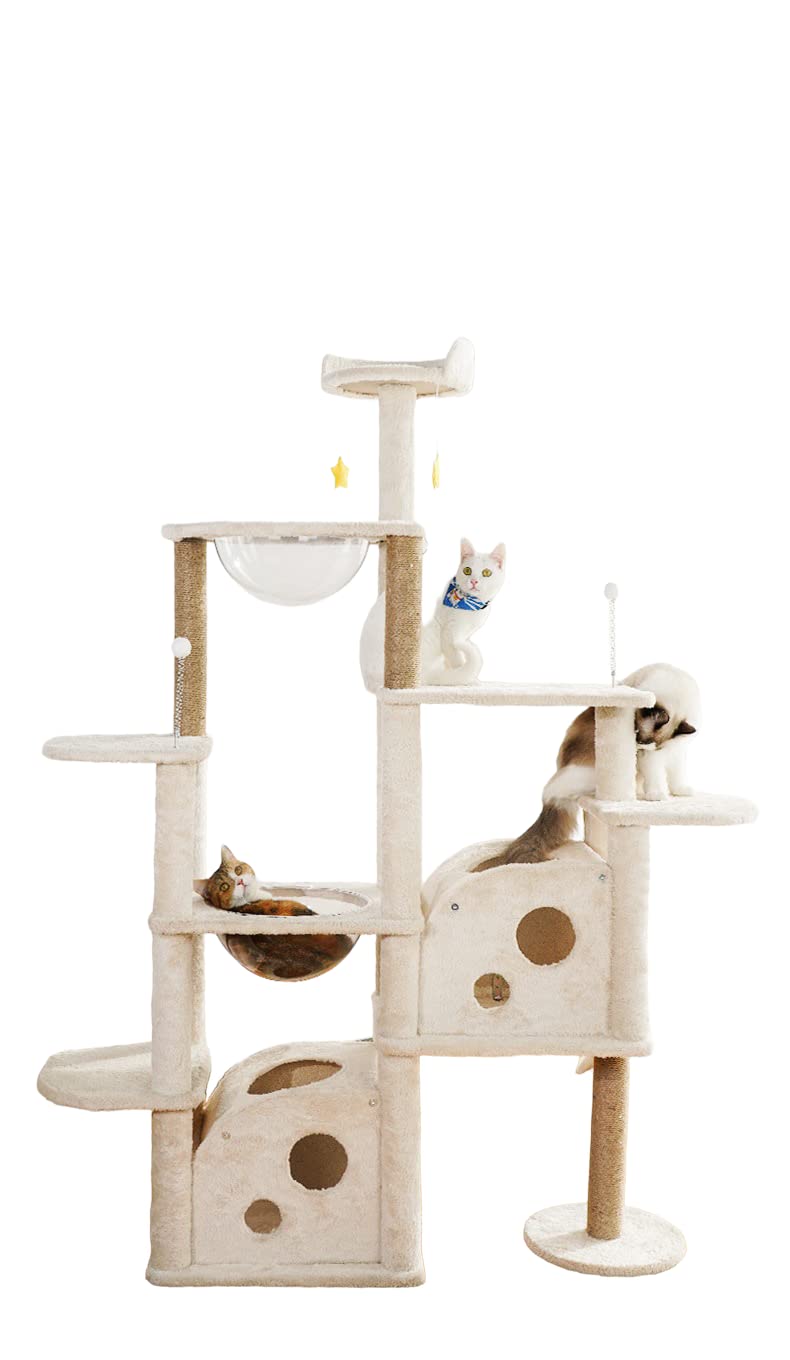 Rascador Árbol UNA MASCOTA Beige Diseño de Queso Varios Niveles para Gato