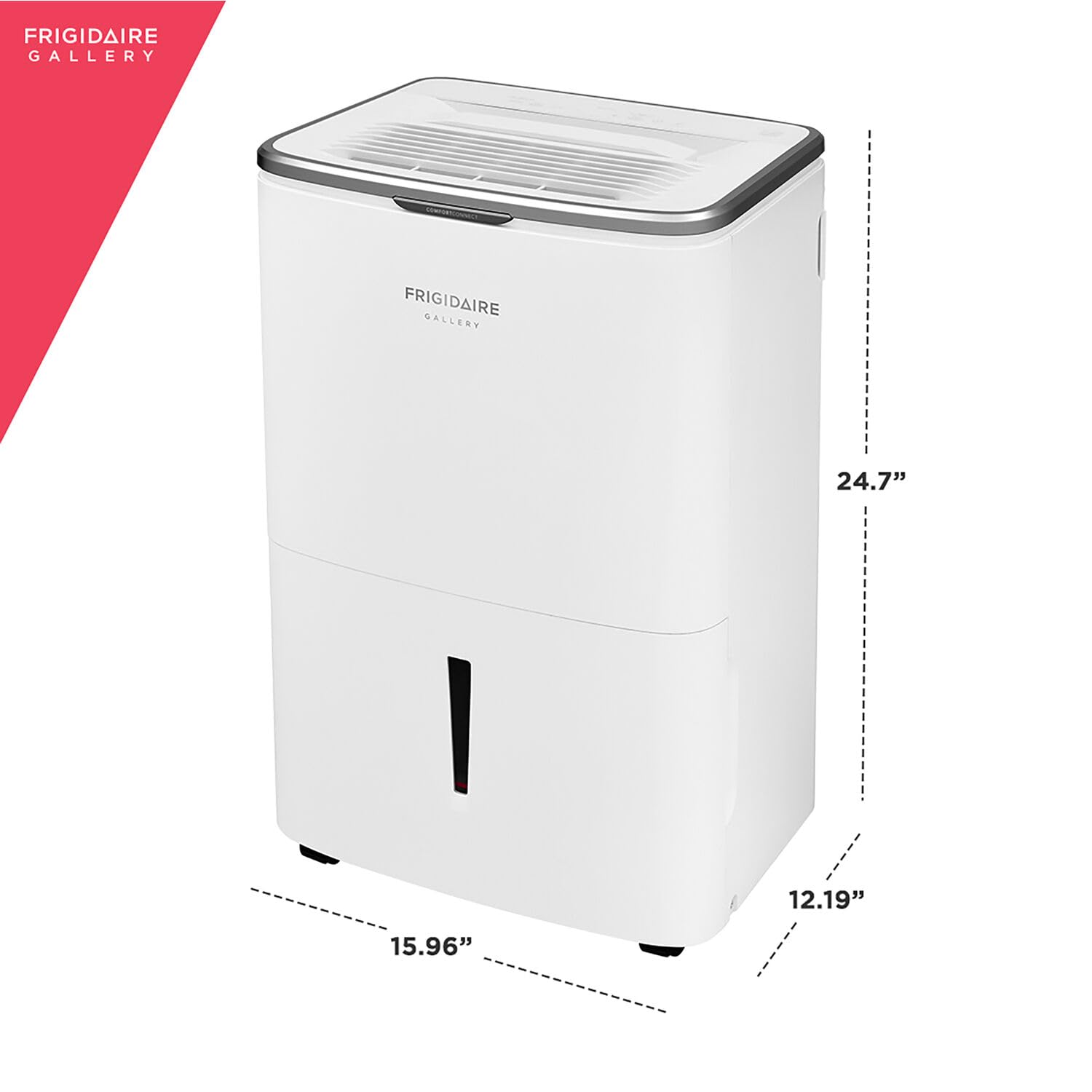 Frigidaire Deshumidificador conectado Wi-Fi de 50 pintas, cobertura de 4.500 pies cuadrados, ideal para habitaciones grandes y sótanos, capacidad de cubeta de 1.7 galones, opción de drenaje continuo
