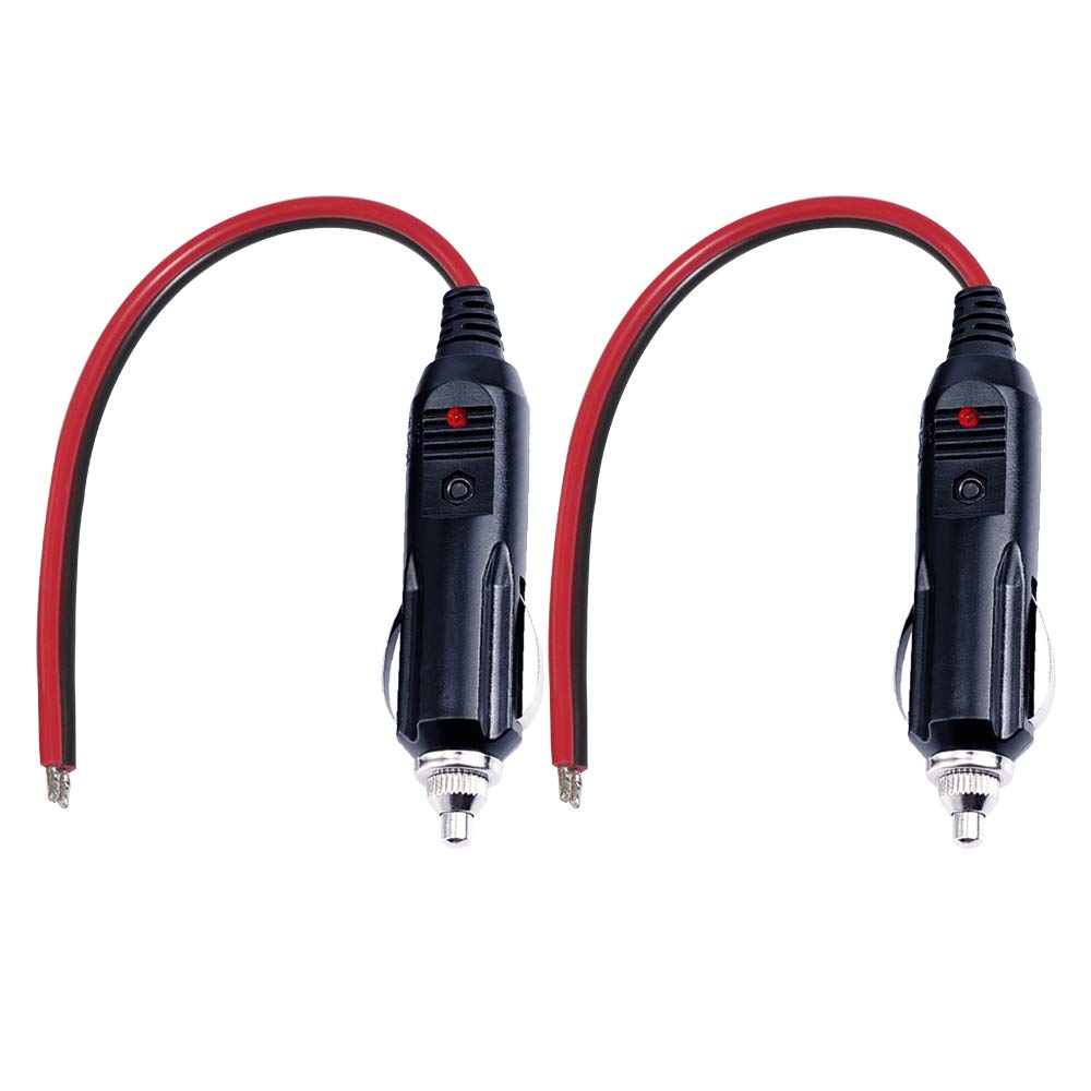 Enchufe de Repuesto Sparking Negro con Luz LED para Encendedor de Cigarrillos 12V y Cable Adaptador 24V para Automóvil