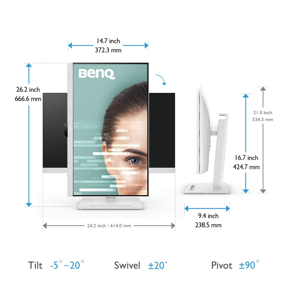 Monitor BenQ 27 Pulgadas 2K QHD USB-C Eye-Care con Altavoces y Micrófono Cancelación de Ruido Ajustable IPS Bisel Ultrafino
