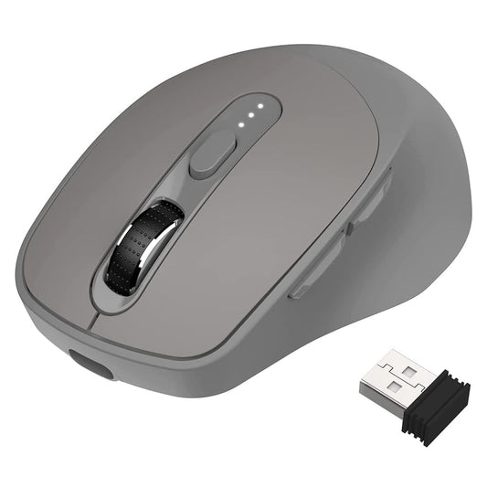 Free wolf X7 Mouse Inalámbrico, Mouse Bluetooth/2.4G Modos Dual, Ratón Recargable y Ergonómico con Indicador de Batería, Click Silencioso, para Computadora, Portátil, Tableta, Teléfono (Negro)