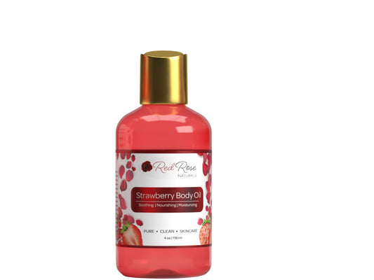 Red Rose Naturals- Aceite corporal de fresa, aceite corporal natural para mujeres, perfume para ducha y baño, hidratante y humectante profundo