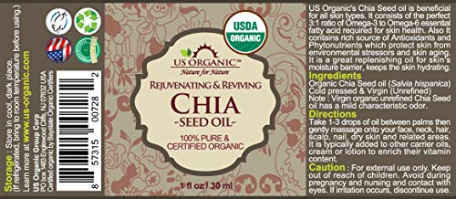 Aceite Orgánico de Semilla de Chía USDA Virgen - Prensado en Frío 30ml para Piel y Cabello - Natural y Nutritivo para Cosmética Orgánica