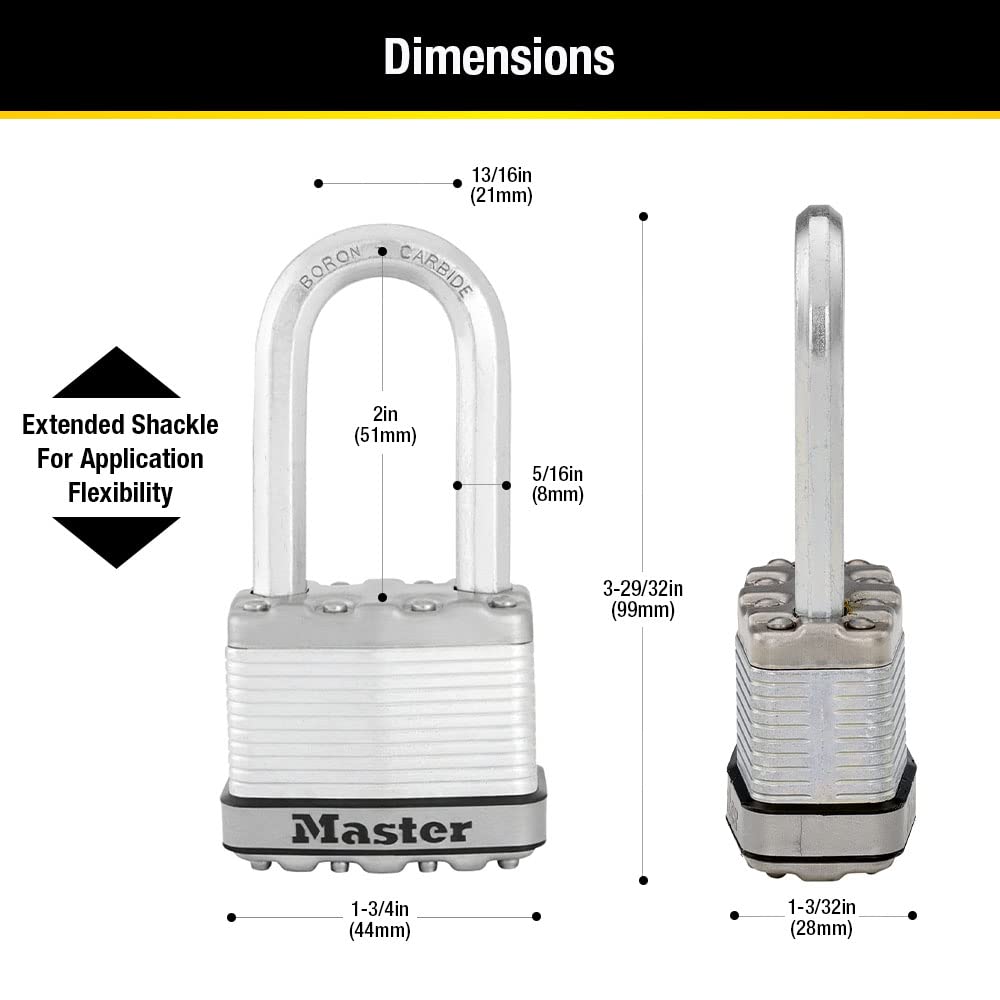Candado Laminado Master Lock Magnum Acero Shackle 4.45 cm paquete de 3