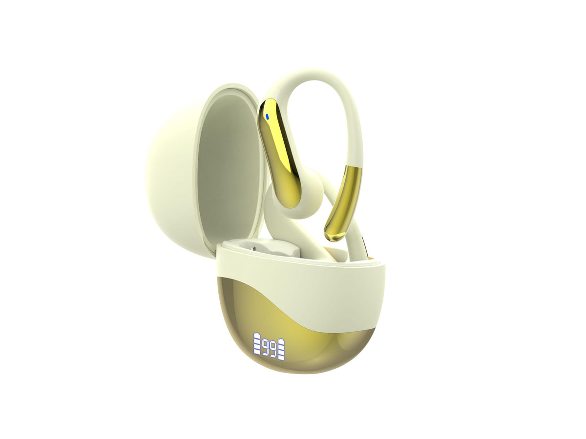 Auriculares Bluetooth Glekyole Albaricoque de Oído Abierto con Micrófono Cancelación de Ruido