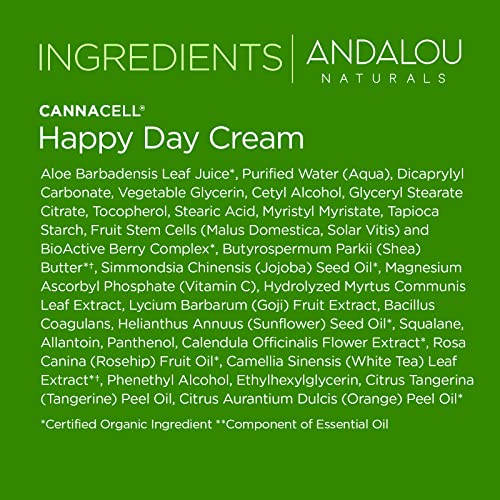 Crema Facial Andalou Naturals CannaCell para Día Feliz, 1.7 oz, Sin THC, Sin Sulfatos, Natural para Cuidado de la Piel
