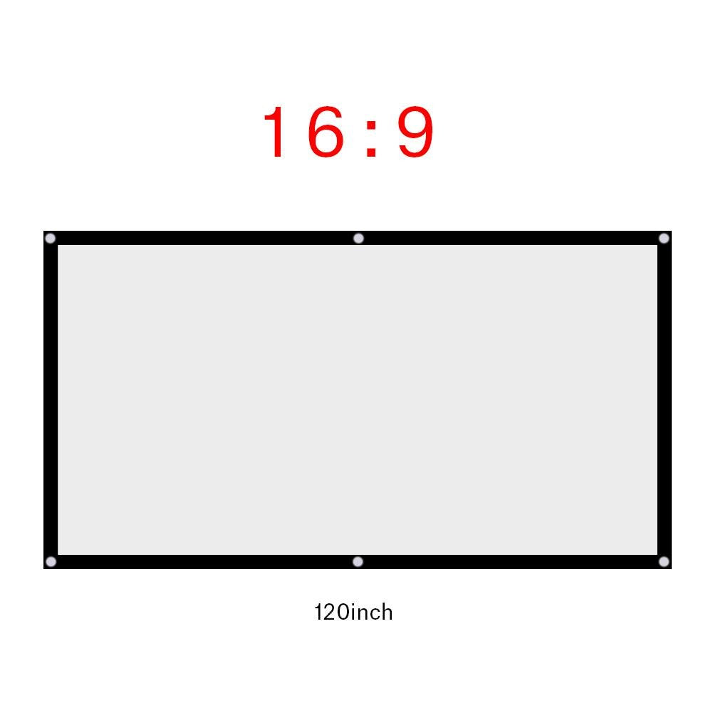 ASHATA Pantalla Portátil para, Tela para, Tejido Cortina para Proyección, Pantalla 16: 9 Plegable Tamaño Seleccionable para Cine en Casa Oficina(120 Inch)