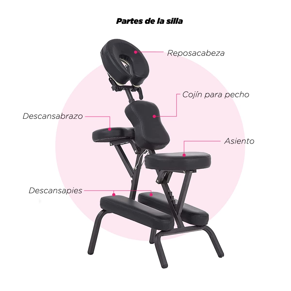 Silla de Masaje VANLIG Negro Shiatsu SPA Plegable y Ajustable para Relajación Antiestrés