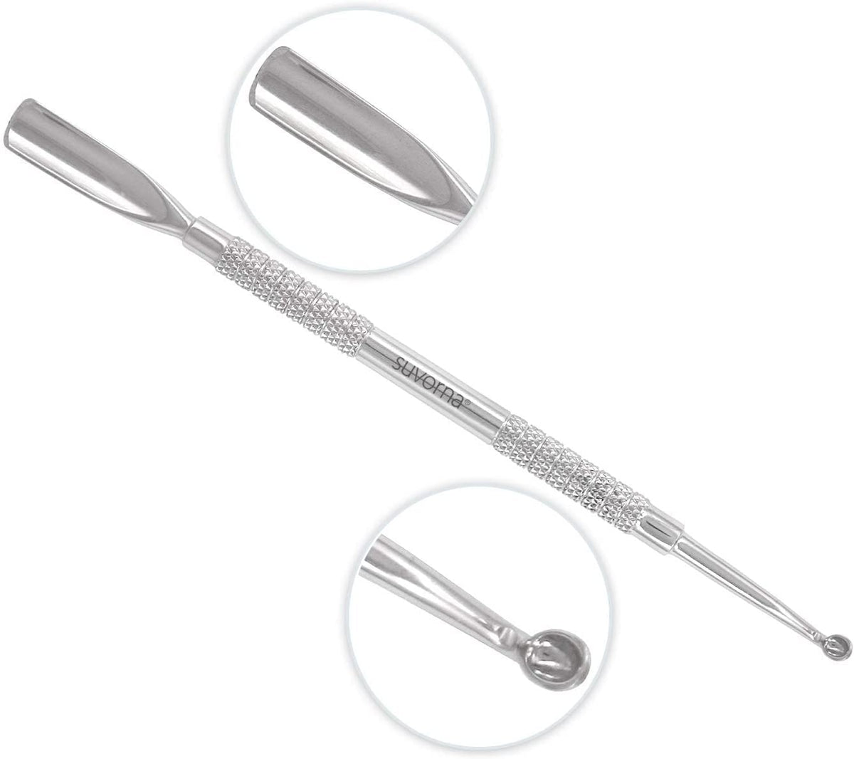 Suvorna Cuticle Pusher Tool & Nail Cleaning Tool, Mini Cuticle Pusher Stainless Metal Cuticle Pusher, Under Nail Cleaner Tool/Gel Nail Polish Remover Tool, Nail Cuticle Pusher for Salon, Spa & Home
