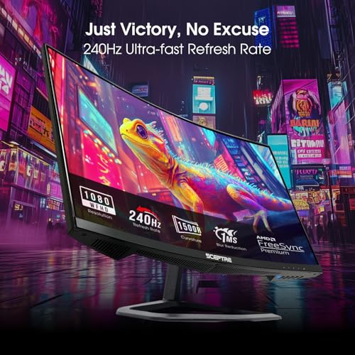 Sceptre - Monitor para juegos curvo de 24,5 pulgadas de hasta 240 Hz 1080p R1500 1 ms DisplayPort x2 HDMI x2 Altavoces integrados Blue Light Shift, Negro máquina 2023 (C255B-FWT240)