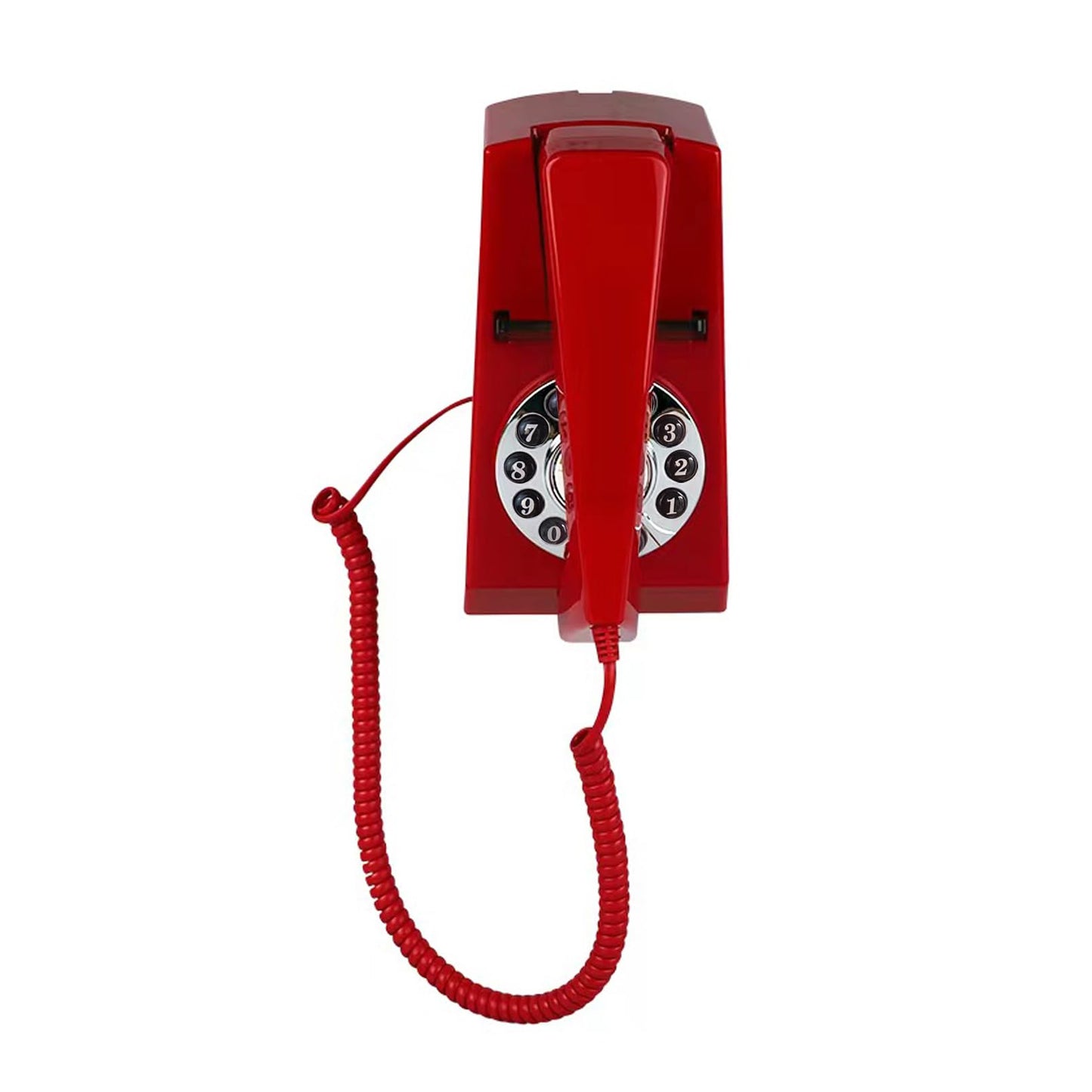 Artisam - Teléfonos fijos para el hogar, teléfono fijo de pared con cable, teléfono retro para el hogar para personas mayores, diseño básico, no requiere alimentación AC, montable en pared (rojo)