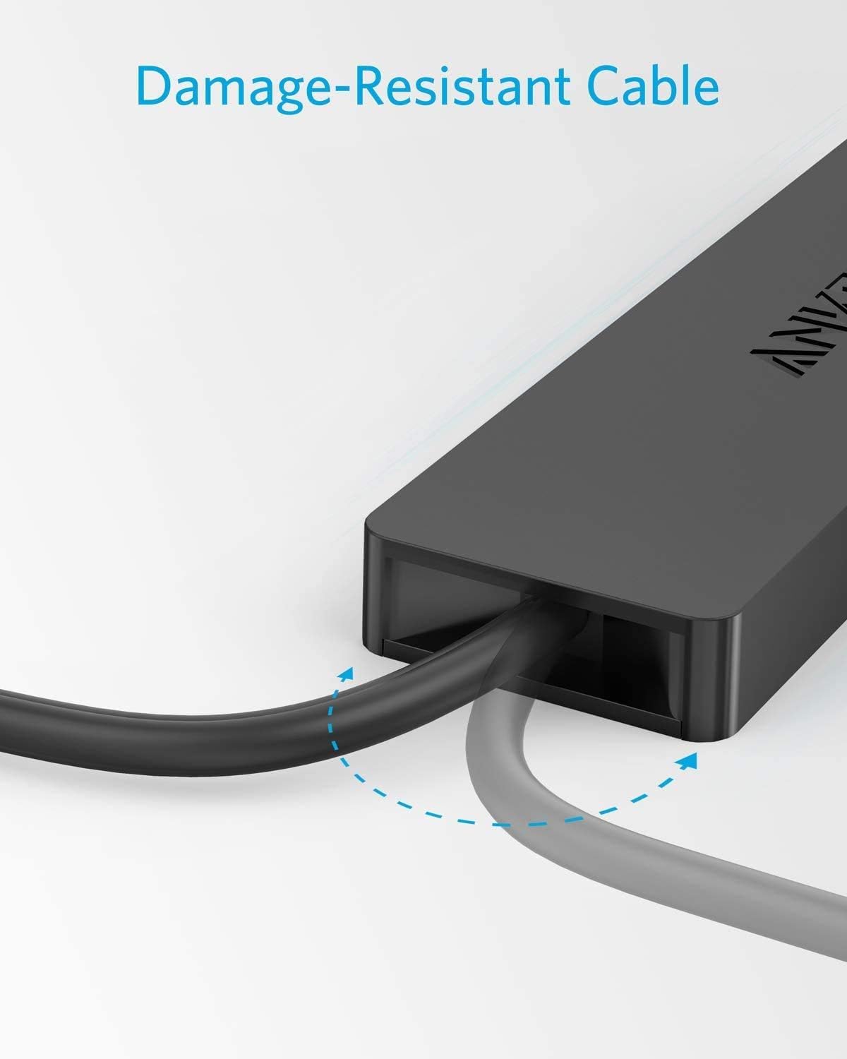 Hub USB 3.0 de 4 Puertos Anker Ultra Slim con Cable de 2 Pies para MacBook, Mac Pro, Mac Mini, iMac, Surface Pro, XPS, PC, Flash Drive y HDD Móvil