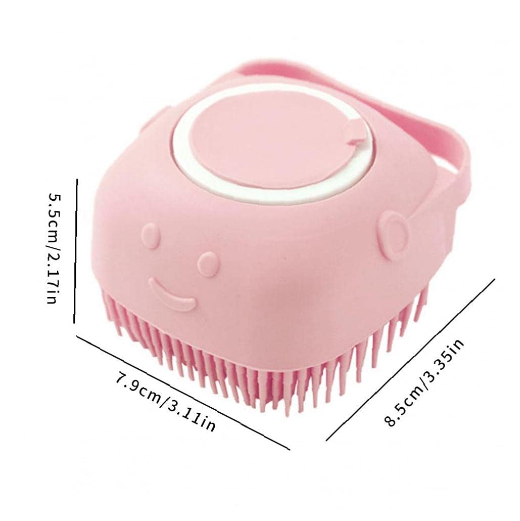 Cepillo de baño de mascotas Silicone Shampoo Masaje Dispensador Cepillo para gato perro rosa