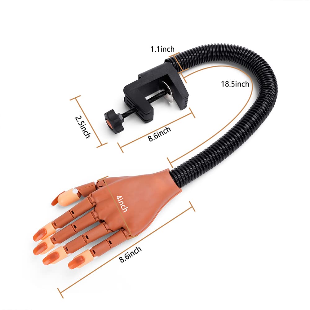 Manos de Práctica LIONVISON Flexibles y Móviles para Uñas Acrílicas con Limas, Pincel, Cortadora y 300 Puntas de Uñas