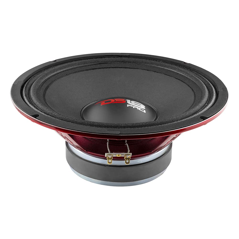 DS18 PRO-X10M Loudspeaker - 10", Midrange, Red Steel Basket, 600W MAX, 300W RMS, 8 Ohms - Premium Quality Audio Door Speakers for Car or Truck Stereo Sound System (1 Speaker)