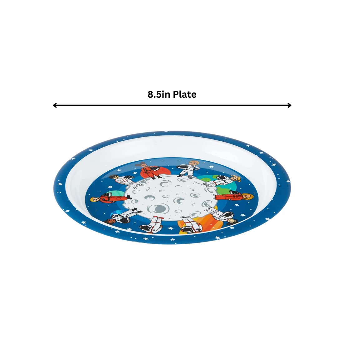 Colorfull Plates Juego de vajilla para niños, astronauta y temática espacial (plato de comida, cuenco y taza) regalo para niños y bebés