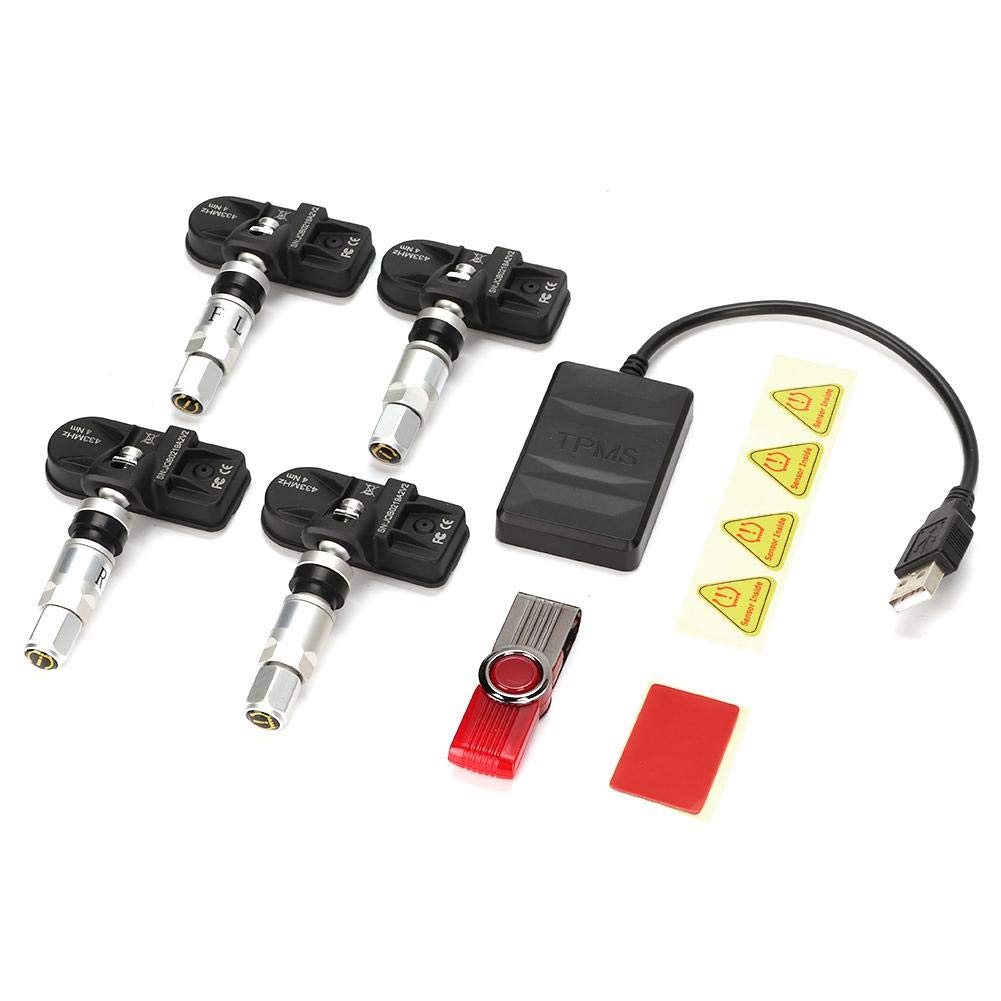 Monitor de Presión de Neumáticos Coche Automático USB TPMS Sensor Interno para Navegación Android
