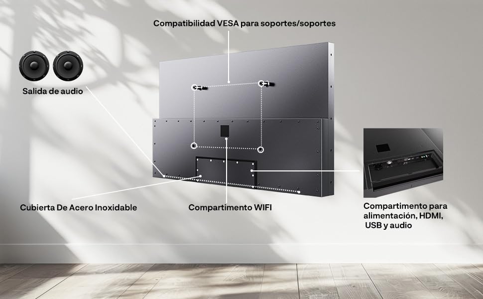 SYLVOX - TV para Exteriores de 43 Pulgadas, Smart TV para Sol Directo, 4K, 2000 nits, IP55 Impermeable, Última Versión de Google TV con Dolby Atmos (Pool Pro 2.0)