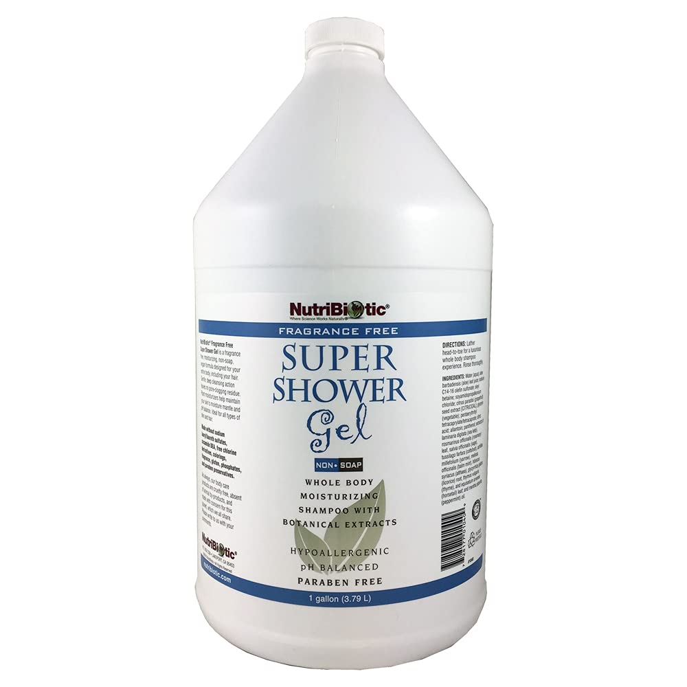 Nutribiotic Super Shower Gel, Fragrance Free , 128 Fluid Ounce