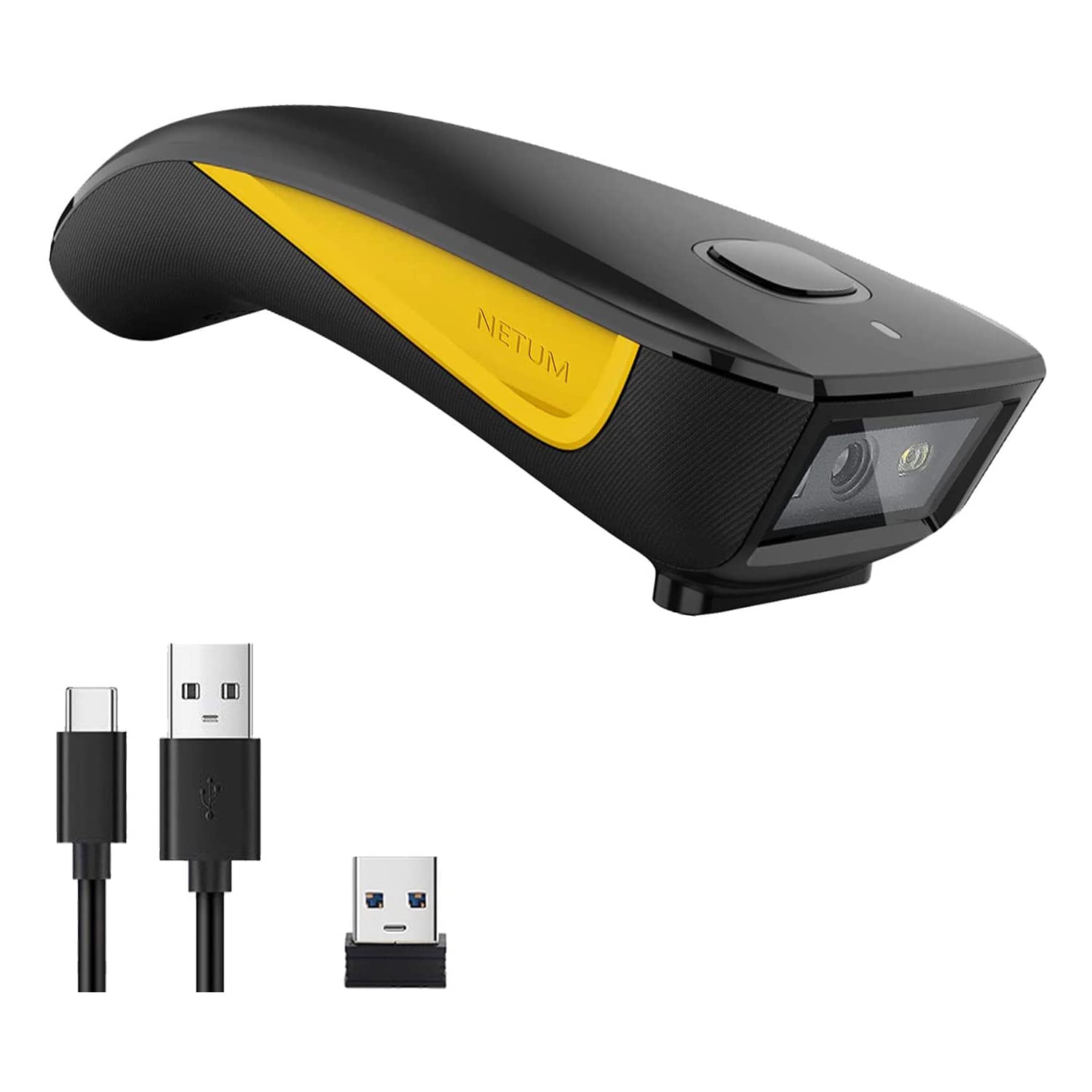 NETUM Escáner de código QR, mini escáner de código de barras compatible con Bluetooth, pequeño escáner portátil USB 1D 2D de código de barras para inventario, lector de imágenes inalámbrico 2.4G para