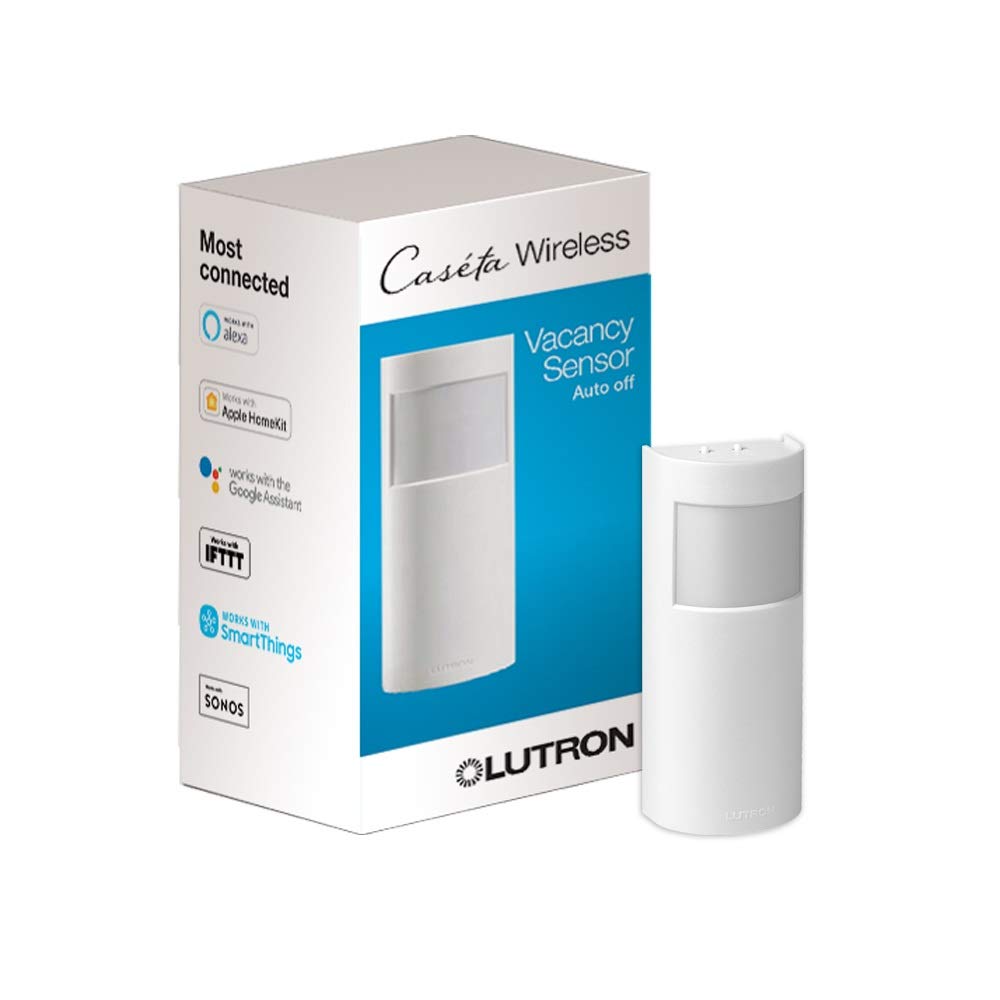 Lutron Caseta Smart Lighting - Sensor de movimiento de vacantes, se enciende manualmente, se apaga automáticamente, para reguladores, interruptores y ventiladores, no requiere cables, PD-VSENS-WH,