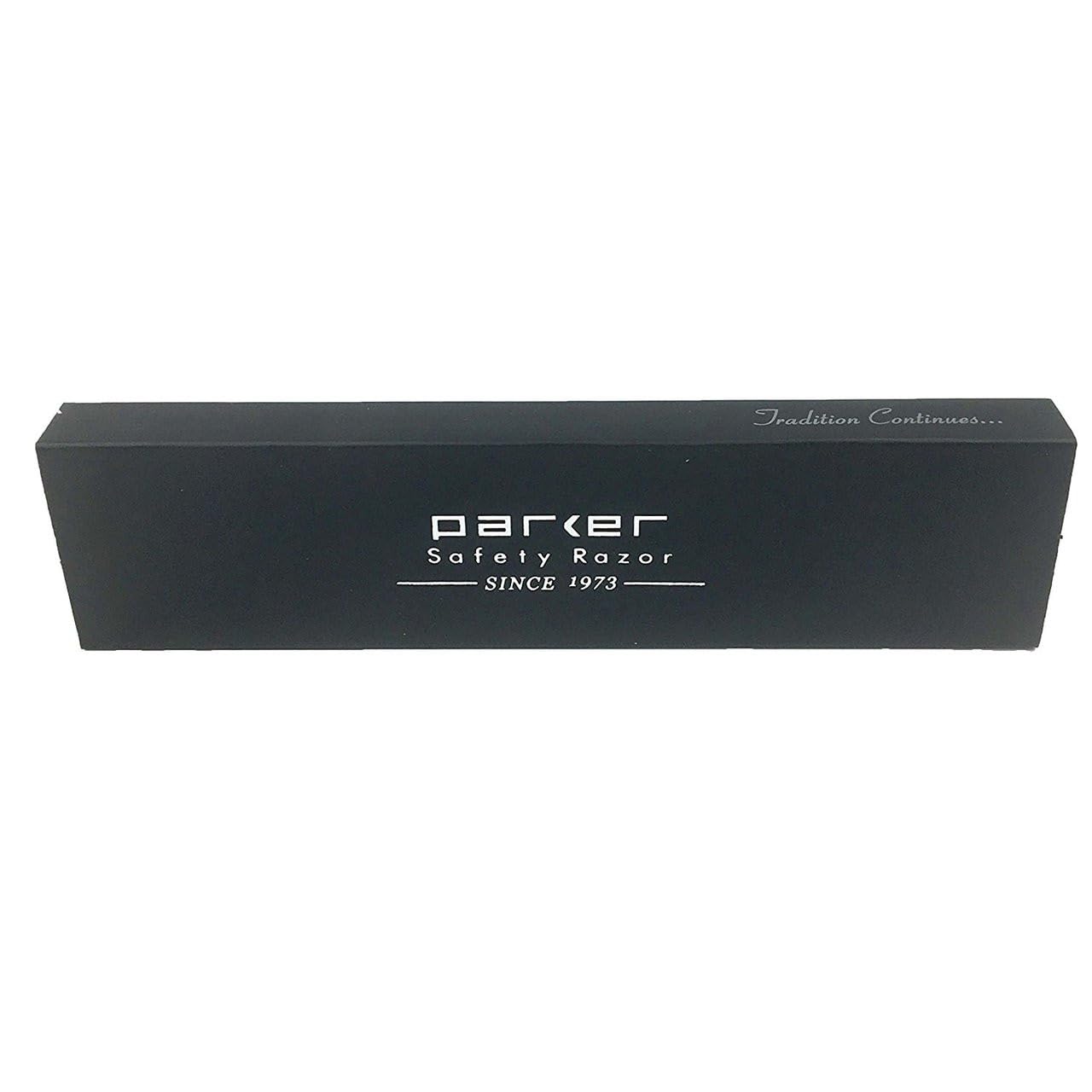 Parker Safety Razor, Maquinilla de afeitar de barbero de borde recto de acero inoxidable SRW y 100 hojas de afeitar de borde recto Parker
