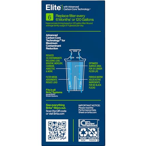 Brita Longlast Filtro de agua, filtros de repuesto de larga duración para jarras y dispensadores, Duradero, Azul oscuro, 1ct, 1
